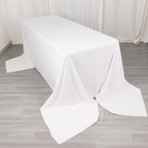 Scuba Rectangular 90"x156" Tablecloth White - Wrinkle Free, Stain Resistant & Seamless Table Cover for Weddings and Parties