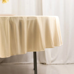 Scuba Round 90" Tablecloth Beige - Wrinkle Free & Stain Resistant Table Cover