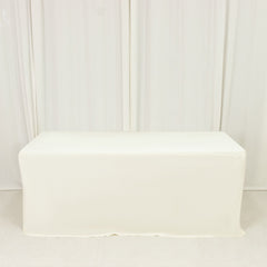 6ft Scuba Rectangular Fitted Tablecloth Ivory – Wrinkle-Free, Stain Resistant
