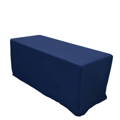 6ft Scuba Rectangular Fitted Tablecloth Navy Blue – Wrinkle-Free, Stain Resistant