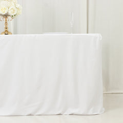 6ft Scuba Rectangular Fitted Tablecloth White – Wrinkle-Free, Stain Resistant