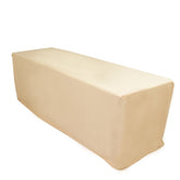 8ft Scuba Rectangular Fitted Tablecloth Beige – Wrinkle-Free, Stain Resistant
