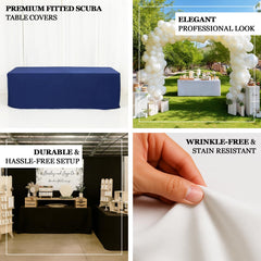 6ft Scuba Rectangular Fitted Tablecloth White – Wrinkle-Free, Stain Resistant