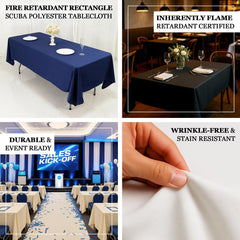 Fire Retardant Scuba Tablecloth – 60"x126" Rectangle Black, Wrinkle Free, Stain Resistant Polyester Cover