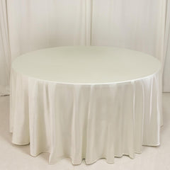 Scuba Round 120" Tablecloth Shimmering Pearl White - Wrinkle Free, Stain Resistant & Seamless Table Cover