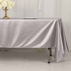 Scuba Rectangular 60"x102" Tablecloth Shimmering Silver - Wrinkle Free & Stain Resistant Table Cover