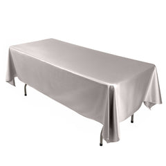 Scuba Rectangular 60"x102" Tablecloth Shimmering Silver - Wrinkle Free & Stain Resistant Table Cover