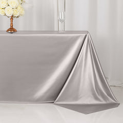 Scuba Rectangular 90"x132" Tablecloth Shimmering Silver - Wrinkle Free & Stain Resistant Seamless Table Cover