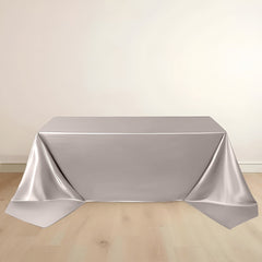 Scuba Rectangular 90"x156" Tablecloth Shimmering Silver - Wrinkle Free & Stain Resistant Seamless Table Cover