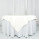 Premium Polyester 70"x70" Table Overlay Square Tablecloth Ivory 220GSM Wrinkle-Resistant Table Cover