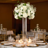 40" Ribbed Cylinder Floor Vases 2 Pack – Oversized Clear Glass Vases for Grand Venue Displays & Lobbies