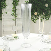 2-Pack Glass Trumpet Vases Ribbed Design Clear - Durable Flower Centerpieces for Events 32"