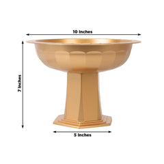 3 Pack Gold Roman Footed Compote Vases, 10"x7" Plastic Pedestal Flower Bowls for Table Centerpieces & Floral Displays