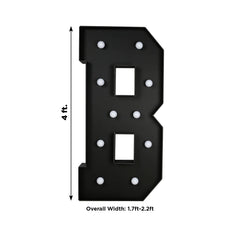 Giant LED Marquee Light Up Letter "B", Black 4ft Pre-Cut Foam Board with 10 Warm White Battery Operated LEDs, Glue Gun and Sticks