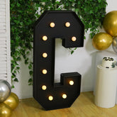 Giant LED Marquee Light Up Letter "C", Black 4ft Pre-Cut Foam Board with 10 Warm White Battery Operated LEDs, Glue Gun and Sticks