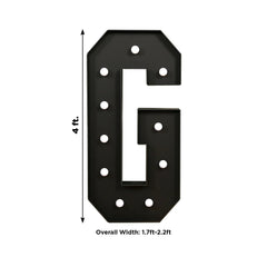 Giant LED Marquee Light Up Letter "G", Black 4ft Pre-Cut Foam Board with 10 Warm White Battery Operated LEDs, Glue Gun and Sticks