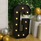 Giant LED Marquee Light Up Letter "G", Black 4ft Pre-Cut Foam Board with 10 Warm White Battery Operated LEDs, Glue Gun and Sticks