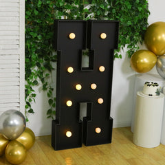 Giant LED Marquee Light Up Letter "H", Black 4ft Pre-Cut Foam Board with 10 Warm White Battery Operated LEDs, Glue Gun and Sticks