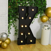 Giant LED Marquee Light Up Letter "K", Black 4ft Pre-Cut Foam Board with 10 Warm White Battery Operated LEDs, Glue Gun and Sticks