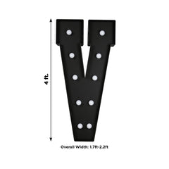 Giant LED Marquee Light Up Letter "V", Black 4ft Pre-Cut Foam Board with 10 Warm White Battery Operated LEDs, Glue Gun and Sticks