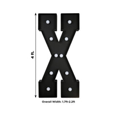 Giant LED Marquee Light Up Letter "X", Black 4ft Pre-Cut Foam Board with 10 Warm White Battery Operated LEDs, Glue Gun and Sticks