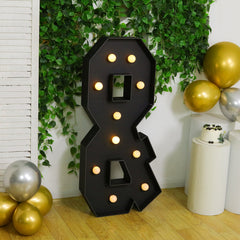 Giant LED Marquee Light Up Symbol "&", Black 4ft Pre-Cut Foam Board with 10 Warm White Battery Operated LEDs, Glue Gun and Sticks