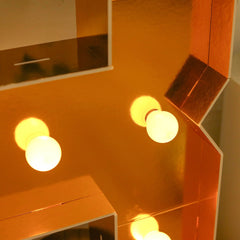 Giant LED Marquee Light Up Number "3", Gold 4ft Pre-Cut Foam Board with 10 Warm White Battery Operated LEDs, Glue Gun and Sticks