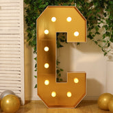 Giant LED Marquee Light Up Letter "C", Gold 4ft Pre-Cut Foam Board with 10 Warm White Battery Operated LEDs, Glue Gun and Sticks