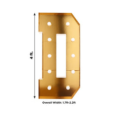 Giant LED Marquee Light Up Letter "D", Gold 4ft Pre-Cut Foam Board with 10 Warm White Battery Operated LEDs, Glue Gun and Sticks