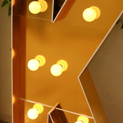 Giant LED Marquee Light Up Letter "K", Gold 4ft Pre-Cut Foam Board with 10 Warm White Battery Operated LEDs, Glue Gun and Sticks