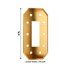 Giant LED Marquee Light Up Letter "O", Gold 4ft Pre-Cut Foam Board with 10 Warm White Battery Operated LEDs, Glue Gun and Sticks