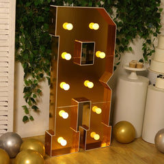 Giant LED Marquee Light Up Letter "R", Gold 4ft Pre-Cut Foam Board with 10 Warm White Battery Operated LEDs, Glue Gun and Sticks