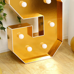 Giant LED Marquee Light Up Letter "S", Gold 4ft Pre-Cut Foam Board with 10 Warm White Battery Operated LEDs, Glue Gun and Sticks