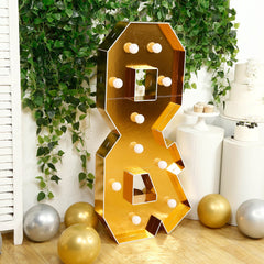 Giant LED Marquee Light Up Symbol "&", Gold 4ft Pre-Cut Foam Board with 10 Warm White Battery Operated LEDs, Glue Gun and Sticks