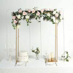 Adjustable Flower Arch Gold Metal Over-The-Table Frame - Wedding Display 48" Tall