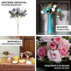 4 Bushes 12" Dusty Rose Real Touch Artificial Silk Rose Flower Bouquet, Faux Bridal Flowers