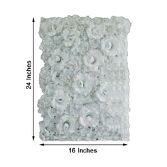 11 Sq ft. White 3D Silk Rose and Hydrangea Flower Wall Mat Backdrop - 4 Artificial Panels