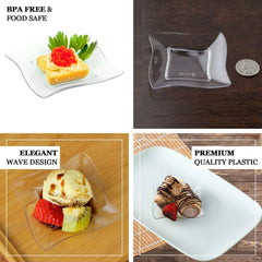24-Pack Appetizer Plates Mini Wavy Rim Design Clear - Plastic Disposable Plates for Snacks and Parties 3"