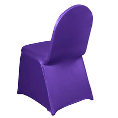 Spandex Chair Cover for Banquet Chairs Purple - Stretch 160GSM Fabric with Slip-On Slipcover