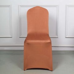 Spandex Chair Cover for Banquet Chairs Terracotta (Rust) - Stretch 160GSM Fabric with Slip-On Slipcover