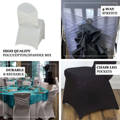 Spandex Chair Cover Madrid Style for Banquet Chairs Ivory - Stylish Stretch 180GSM Fitted Slipcover