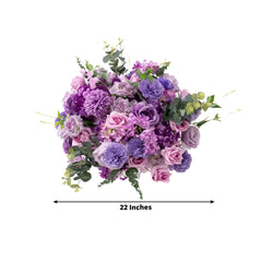 22-Inch Lavender Lilac Silk Flower Grand Centerpiece – Pre-Arranged Artificial Rose, Hydrangea & Chrysanthemum Ball for Wedding & Event Décor