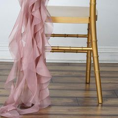 Chiffon Chair Sash with Curly Design Dusty Rose - Stylish Chair Decorations