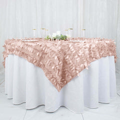 Taffeta 72"x72" Table Overlay Square Tablecloth Dusty Rose - 3D Leaf Petal Table Cover