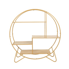 Metal Round Cake Dessert Display Stand 4ft Gold - Sturdy Large Modern Shelf Rack for Event Backdrops Balloon Garlands Floral Installations & Bookcase