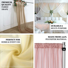 5ftx14ft Dusty Rose Chiffon Curtain Panel, Durable Flame Resistant Backdrop Ceiling Drapery With Rod Pocket