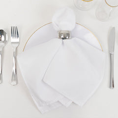 5 Pack Cotton Blend 20"x20" Napkins White - Wrinkle-Resistant & Washable Dinner Napkins for Everyday Use