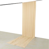 Beige 4-Way Stretch Spandex Event Curtain Drapes, Wrinkle Free Backdrop Event Panel with Rod Pockets - 5ftx16ft