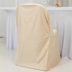 Scuba Stretch Folding Chair Cover Beige - Wrinkle Free & Durable Slipcover