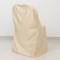 Scuba Stretch Folding Chair Cover Beige - Wrinkle Free & Durable Slipcover